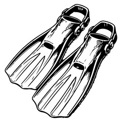 Hand Drawn Scuba Diving Fins Pair Illustration © Leg_IO