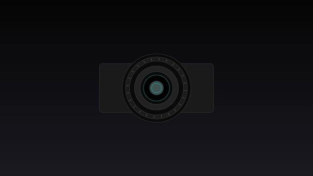 Digital camera shutter aperture animation, abstract lens focus motion 4k
