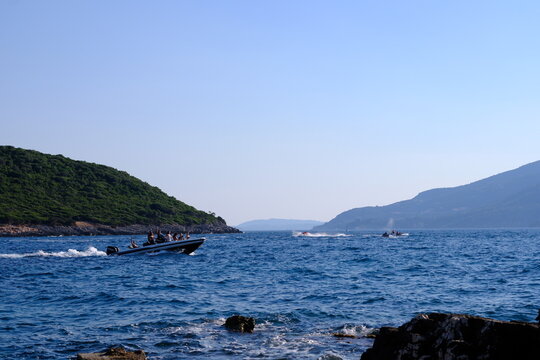 Crystal turquoise water of Ionian Sea in Albania Saranda Ksamil.