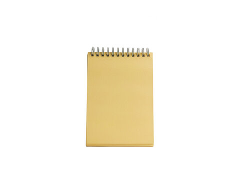 Yellow spiral notebook isolated on transparent background for professional office supply design and note taking projects