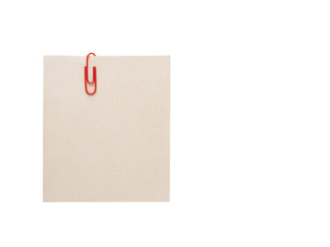 Vintage style textured paper note attached with red paperclip isolated on transparent background for creative use