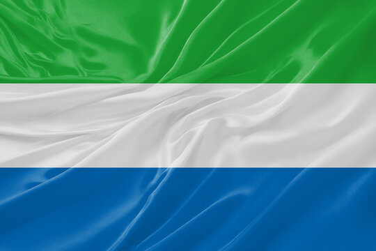 Sierra Leone Waving Flag Background with Detailed Fabric Texture