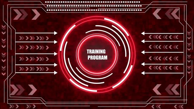 Traning Program Concept Infographic Animation Business Finance Security Ideas Shopping Real Estate Growth.Round scanner animation on dot pattern.