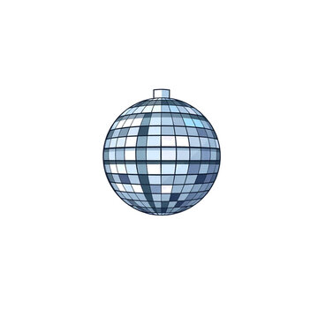 Disco ball icon in silver for New Year dance celebrations, isolated vector, clean edges, no shadows, transparent background
