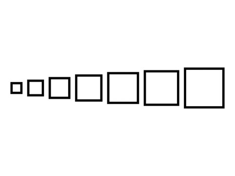 Black Rectangular Blocks in Ascending Size Against a White Background for Graphic Design