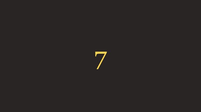 Countdown timer showing changing numbers on dark background for cinematic motion graphic video sequence with golden typography and professional animation
