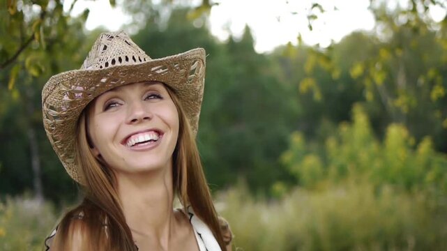 girl in summer straw hat