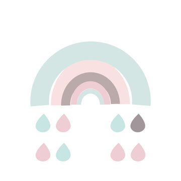  Pastel-colored rainbow isolated on a transparent background.