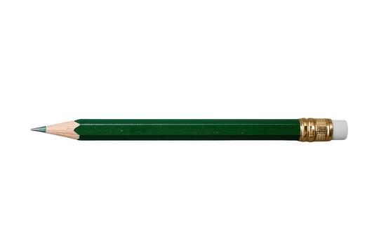 Small green school pencil isolated