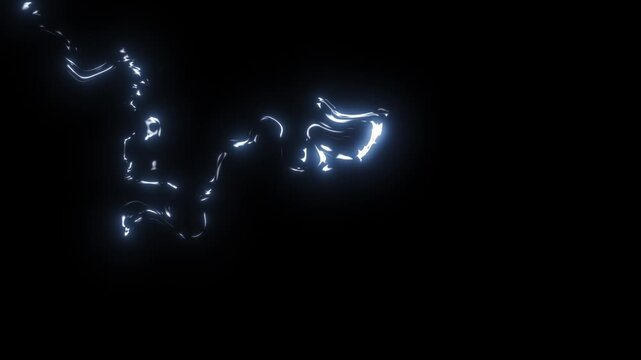 Animated blue electric lightning strikes with powerful thunder glow, cartoon energy blast, plasma flash explosion, storm bolt effect on black background, transparent alpha channel VFX, seamless 4K