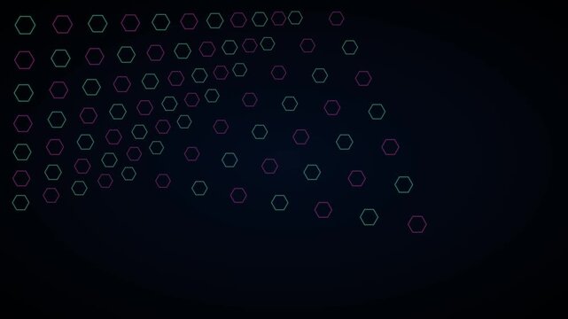 Abstract digital hexagon grid motion animation 4k background, with glowing neon, geometric patterns