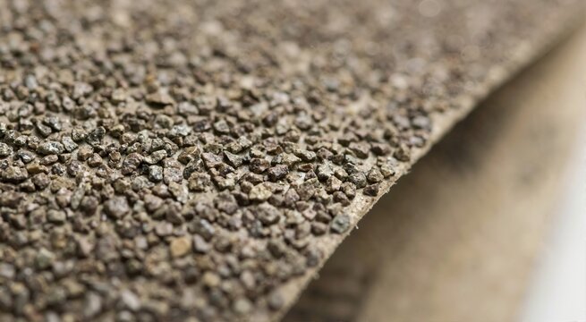 Macro shot of abrasive sandpaper grit texture. Industrial material surface detail