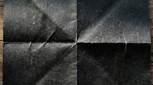Black folded paper texture with creases