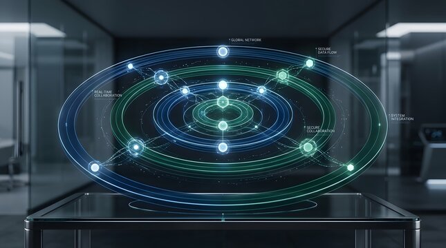 Holographic global network interface with data flow and system integration