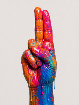 Colourful Hand Gesture U