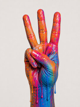 Colourful Hand Gesture W


