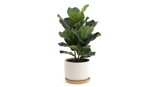 Potted fiddle leaf fig plant in modern white ceramic pot with houseplant greenery botanical interior lifestyle decorative