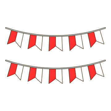 Red and White Bunting Flags Illustration for Decoration