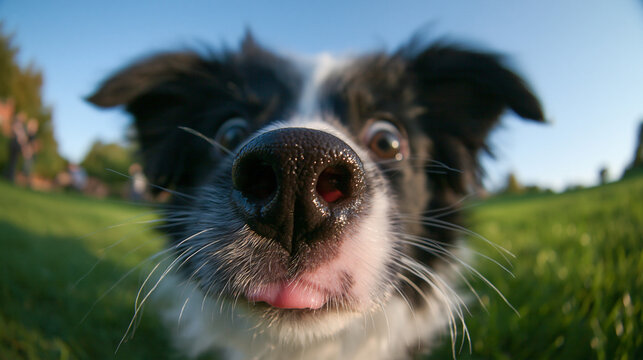 Close-Up Dog Face Looking at Camera Outdoors
