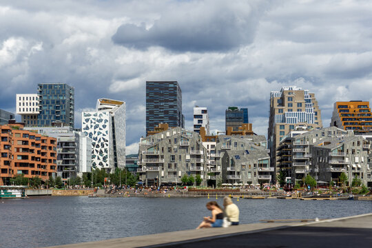 Oslo Barcode and Bj&oslash;rvika waterfront modern cityscape