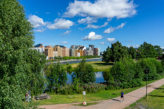 Oslo Barcode district skyline with Bj&oslash;rvika urban park