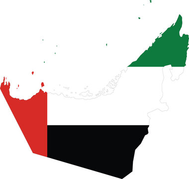 Uae map flag vector and illustration 