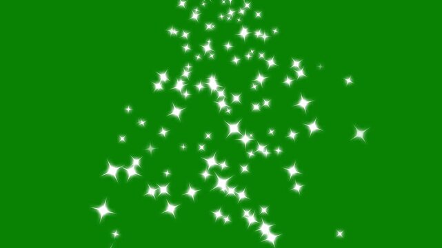 White glistering particle trail path animation effect sparkling starburst flash flare asset video overlay background for fairytale night sky, celebration magic star. green screen 4k loop