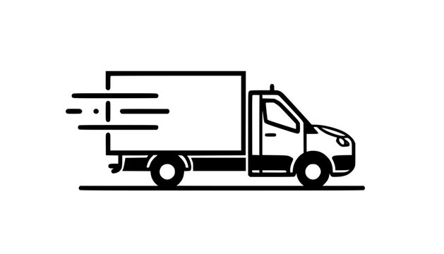 Fast Delivery Truck Icon with Speed Motion Lines for Shipping, Courier and Express Logistics Services
