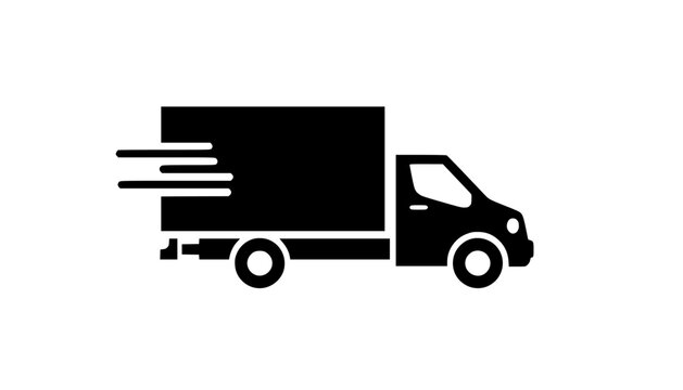Fast Delivery Truck Icon with Speed Motion Lines for Shipping, Courier and Express Logistics Services