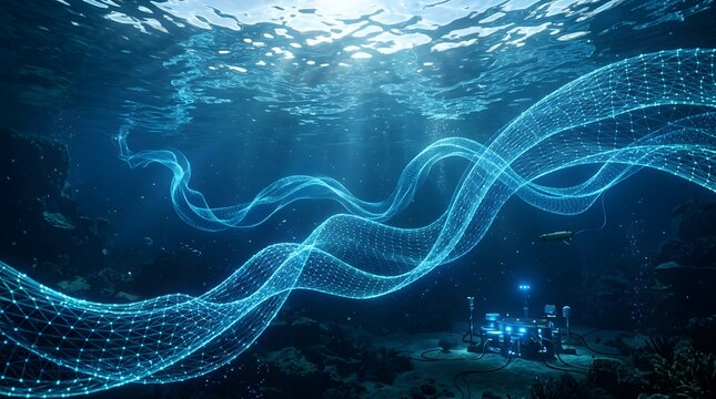 Deep sea research station with ai ocean current data mapping