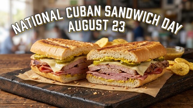 Cuban sandwiches with sliced pork ham swiss cheese and pickles on a wooden surface detailed food photography sandwich cuisine pressed