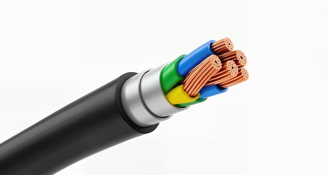 Electric cable showing copper wires 3d isolate

