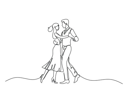 Dancing Couple Illustration Elegant Continuous Line Art Perfect for Romantic Event Invitations and Design Projects