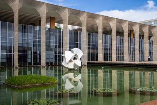 Brasilia, Federal District, Brazil, June 21, 2026: The Meteor, Sculpture by Bruno Giorgi, at Itamaraty Palace, Ministry of Foreign Relations, representing the five continents.