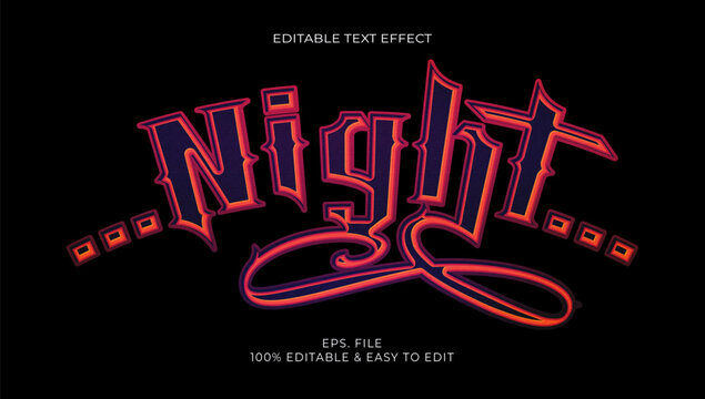 Gothic horror night red gradient editable text effect vector template