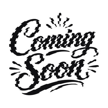 Coming soon typography with horizontal line texture effect typography announcement marketing