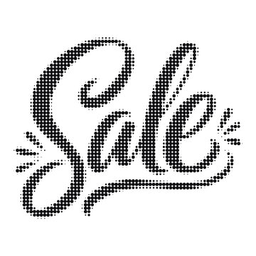 Sale typography with halftone dot texture typography discount promotion shopping marketing