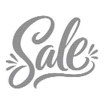 Sale word handwritten lettering with horizontal stripe glitch texture lettering typography