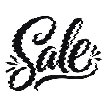 Sale word handwritten script with horizontal line shading effect lettering calligraphy typography