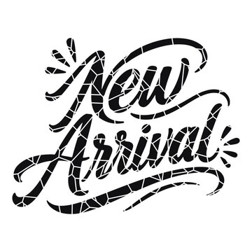 New arrival decorative typography sticker style graphic with typography lettering announcement