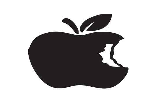 Black silhouette icon of a bitten apple fruit