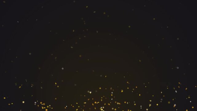 Glittering golden and silver particles falling down, creating a festive and luxurious visual effect suitable for celebrations.