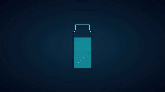 Minimalist milk carton animation with rising bubbles and liquid level 4k