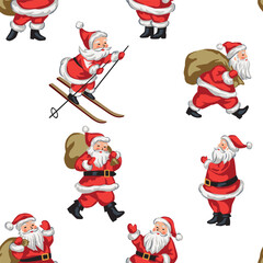 Christmas Santa Claus seamless pattern. Holiday decoration. © good_mood