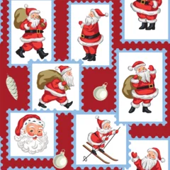 Christmas postage, Santa Claus, ball seamless pattern. Holiday decoration. © good_mood