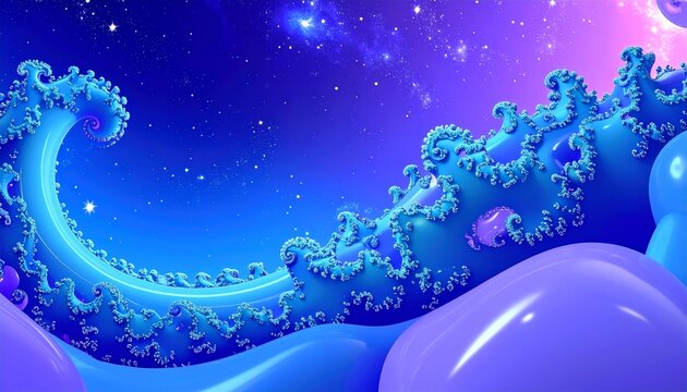 Decorative space-themed backdrop featuring fractal patterns for kids