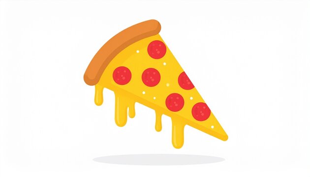 Detailed vector icon of a pizza slice with pepperoni and cheese
