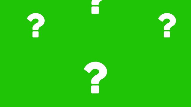 Question Mark Flying Animation on Green Screen Background for Video Editing