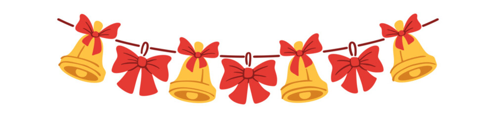 Obraz premium Bell Garland Hanging With Bows Cartoon