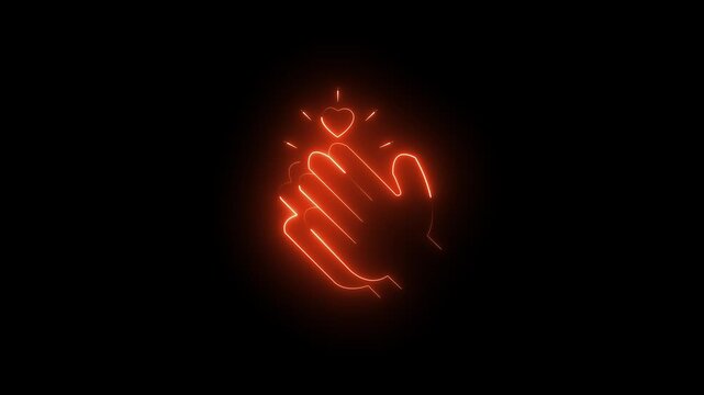 Neon Blue Clapping Hands with Heart Icon: A Trending Symbol of Gratitude, Community Support, and Applauding Success for Creators.